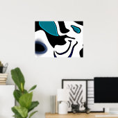 Tiefe: Abstrakt Schwarz, Weiß und Blau Poster (Heimbüro)