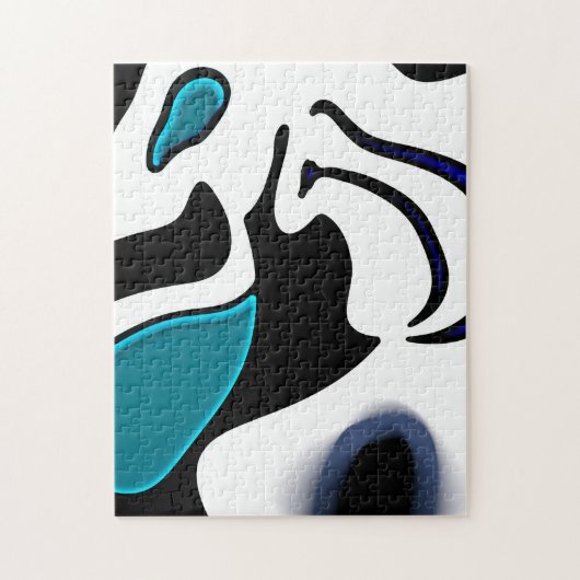 Tiefe: Abstrakt Schwarz, Weiß und Blau Puzzle (Vertikal)