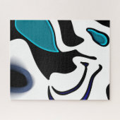 Tiefe: Abstrakt Schwarz, Weiß und Blau Puzzle (Horizontal)