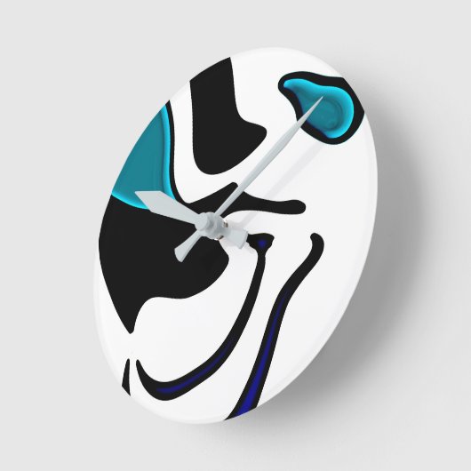 Tiefe: Abstrakt Schwarz, Weiß und Blau Runde Wanduhr (Winkel)