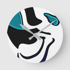 Tiefe: Abstrakt Schwarz, Weiß und Blau Runde Wanduhr