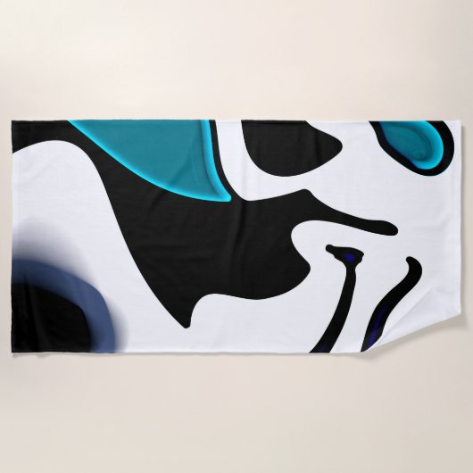 Tiefe: Abstrakt Schwarz, Weiß und Blau Strandtuch (Vorderseite)