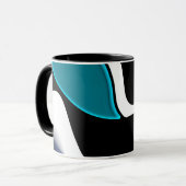 Tiefe: Abstrakt Schwarz, Weiß und Blau Tasse (Vorderseite Links)