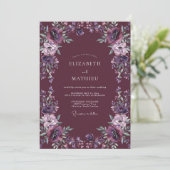Tiefe Amethyst-Dahlie Hochzeit Einladung (Stehend Vorderseite)