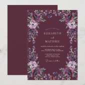 Tiefe Amethyst-Dahlie Hochzeit Einladung (Vorne/Hinten)