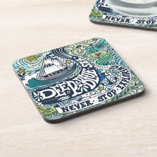 Tiefe blaue Enderforschung des Meer|Never Getränkeuntersetzer (Linke Seite)