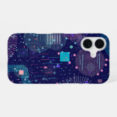 Tiefe blaue Träume Abstrakte Kunst iPhone 16 Hülle (Rückseite (Horizontal))