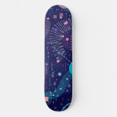 Tiefe blaue Träume Abstrakte Kunst Skateboard (Vorderseite)
