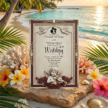 Tiefe Burgunderrote Rose & Cherub Vintage Hochzeit