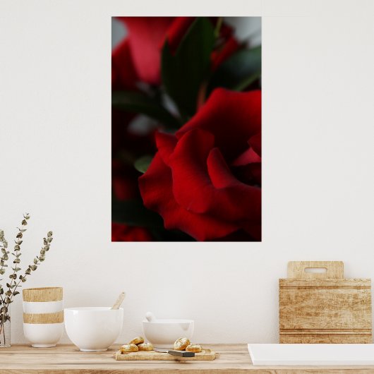 Tiefe, dunkle Rote Rosen Poster (Küche)