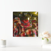 Tiefe einer Weihnachtsbaumwand Quadratische Wanduhr (Zuhause)