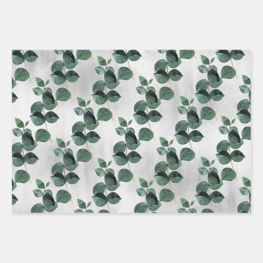 Tiefe grüne Eukalyptus Vine Gray Ombre Hintergrund Geschenkpapier Set (Vorderseite)