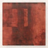 Tiefe hochrote Malerei mit geometrischen Formen Glasuntersetzer (Vorderseite)