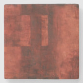 Tiefe hochrote Malerei mit geometrischen Formen Steinuntersetzer (Vorderseite)