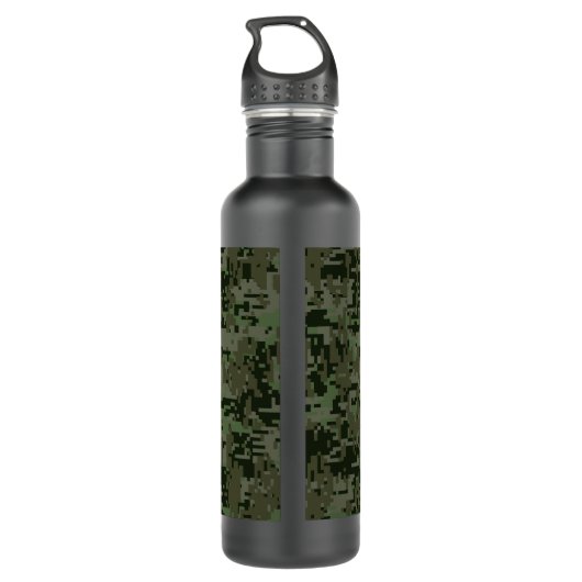 Tiefe Holz-Digital-Tarnungs-Camouflage-Rotwild Edelstahlflasche (Rückseite)