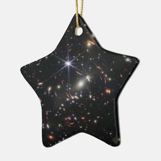 Tiefe Infrarotbild des Universums | JWST Keramik Ornament (Links)