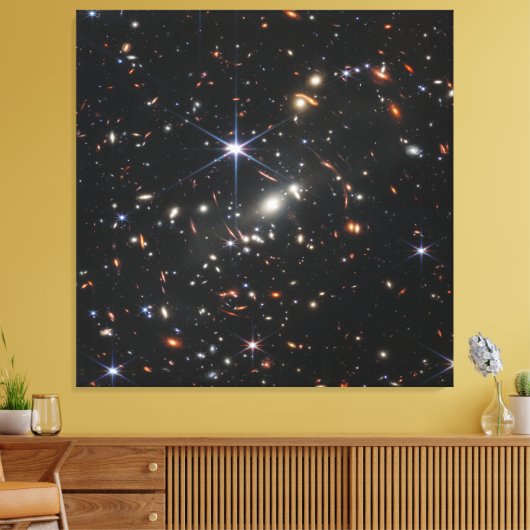 Tiefe Infrarotbild des Universums | JWST Leinwanddruck (Insitu (Wohnzimmer))