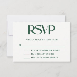 Tiefe Kiefer Dekorative Serif Hochzeit RSVP Karte