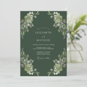 Tiefe Moosblätter-Hochzeit Einladung (Stehend Vorderseite)