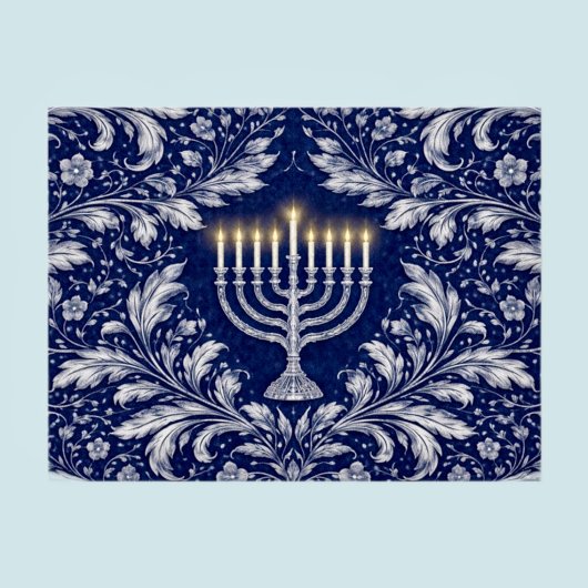 Tiefe Navy-Menora im William-Morris-Muster Postkarte