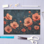 Tiefe Peach-Blume auf einem dunklen Hintergrund Seidenpapier (Handwerk)