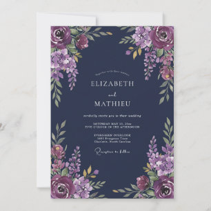 Tiefe Pflaumenblüten Romantische Hochzeit Einladung