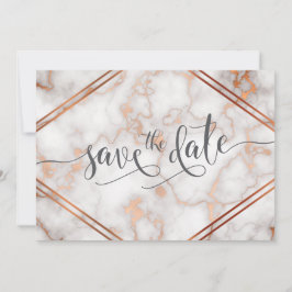 Tiefe Rose Gold/Kupfer-Marmorkalligraphie Save The Date