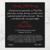 Tiefe Rot - Provencale (Set von 8) Schwarz Rot Weinetikett (Einzelnes Label)