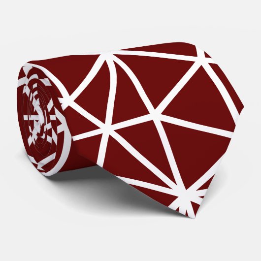 Tiefe rote dreieckige Geometrie Krawatte (Gerollt)