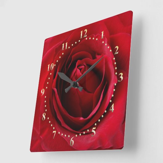 tiefe rote Rose Quadratische Wanduhr (Winkel)
