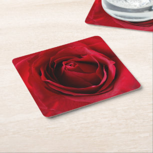 tiefe rote Rose Rechteckiger Pappuntersetzer
