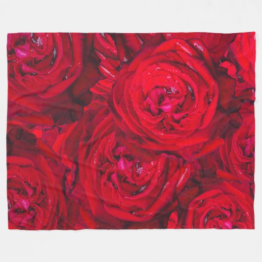 Tiefe rote Rosen Fleecedecke (Vorderseite (Horizontal))