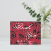 Tiefe Rote Rosen Vielen Dank Postcard (1) Postkarte (Stehend Vorderseite)