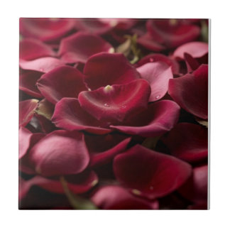 Tiefe rote Rosenblütenblätter Elegante florale Ker Fliese