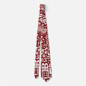 tiefe rote und weiße Doodles mit 7 Krawatte (Rückseite)