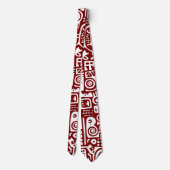 tiefe rote und weiße Doodles mit 7 Krawatte (Rückseite)