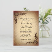 Tiefe rustikale Blume Hochzeitsfeiern Einladung (Stehend Vorderseite)