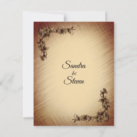 Tiefe rustikale Blume Hochzeitsfeiern Einladung (Rückseite)