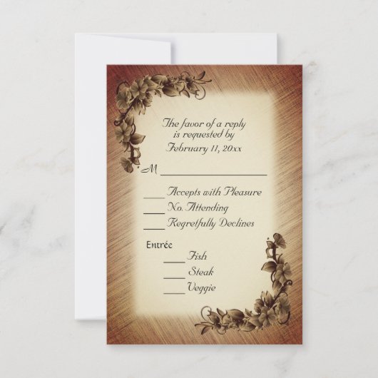 Tiefe rustikale Blume UAWG mit Auswahl an Entree RSVP Karte (Vorderseite)