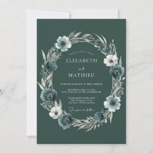 Tiefe Schiefer-Anemonen-Hochzeit Einladung