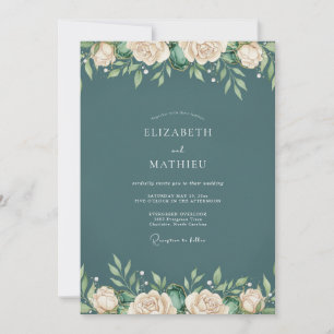 Tiefe Schieferblatt-Eukalyptus-Hochzeit Einladung
