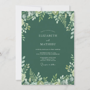 Tiefe Smaragdgrüne Eukalyptus-Hochzeit Einladung