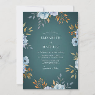 Tiefe Stahl-Wildblumen-Hochzeit Einladung