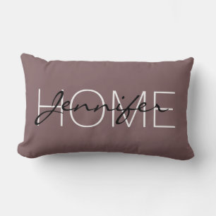 Tiefe Taupe-Farbe Heim-Monogramm Lendenkissen