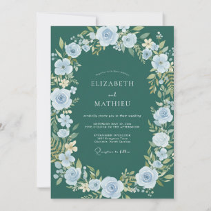 Tiefe Teal-Aquarell-Hochzeit Einladung