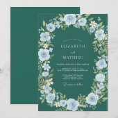 Tiefe Teal-Aquarell-Hochzeit Einladung (Vorne/Hinten)