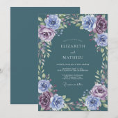 Tiefe Teal-Lavendel-Hochzeit Einladung (Vorne/Hinten)