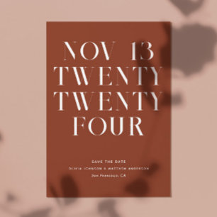 Tiefe Terrakotta-Hochzeit   Herbst-Minimalismus Mo Save The Date