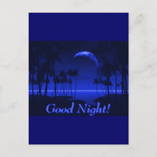TIEFE TROPISCHE BLAUE GOODNIGHT PALM BÄUME OZEANMO POSTKARTE (Vorderseite)