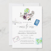 Tiefe Velvet-Reise von Miss zu Mrs. Brautparty Einladung (Vorderseite)